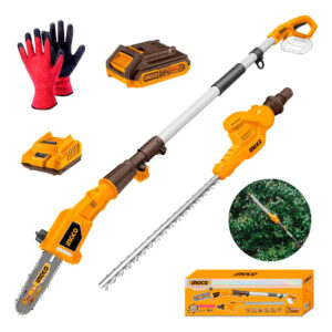 Motosierra Ingco 20v + Desbrozadora Jardinería 1bat + Guante