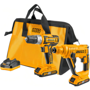 KIT ATORNILLADOR + ROTOMARTILLO INGCO P20S CKLI20 MA COLOR AMARILLO