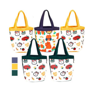 BOLSO DE MANO X5 UNIDADES LONA PORTÁTIL ESTAMPADO COMPRAS KAWAI