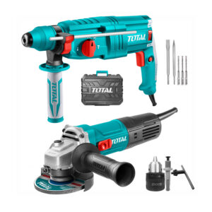 COMBO TOTAL TALADRO PERCUTOR ROTOMARTILLO 800W + AMOLADORA