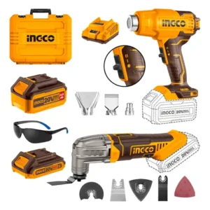Pistola De Calor 20v Inalámbrica +multiherramienta Oscilante Naranja Claro