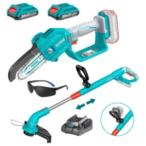 Motosierra Inalámbrica 20v + Desmalezadora + 2 Baterías Turquesa