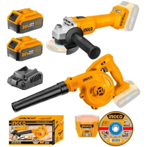 Amoladora Angular 20v + Sopladora + Discos Madera Exteriores Amarillo