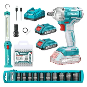 Kit Llave De Impacto Lampara Dados Y Puntas Total Color Turquesa Tosli231004 20v