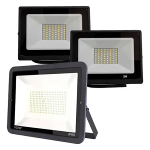 Reflector Led 100w + Pack X 2 Reflectores Led 30w Exteriores Negro Blanco Frío