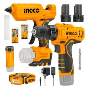 Taladro Atornillador 12v Pistola Silicona Linterna Ingco Pro Amarillo